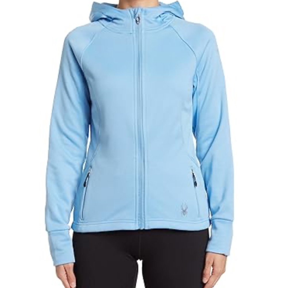 SPYDER Women Full Zip Long Sleeve Pocket Fleece Hoodie Jacket Blue